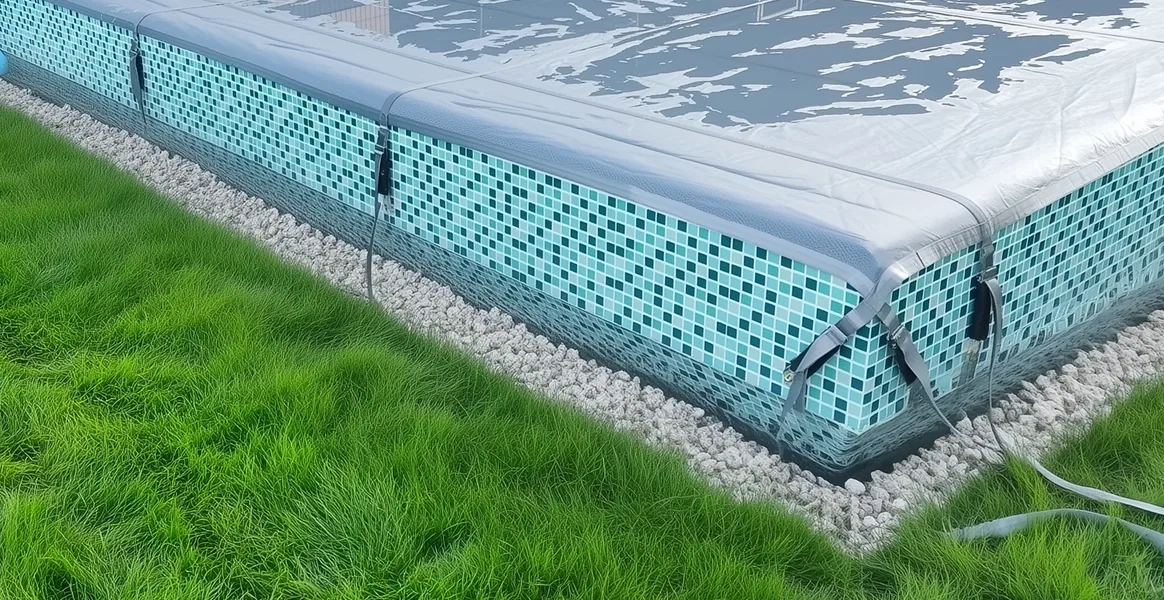 Покрывало для бассейна под снегом — защита зимой в Подольске